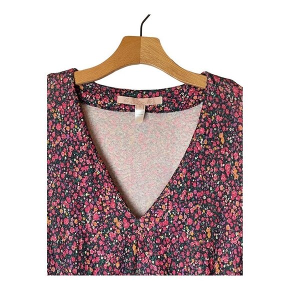 Hutch Anthropologie Pink Ditsy Floral Print V Neck Fit And Flare‎ Dress Size OX - Picture 4 of 11